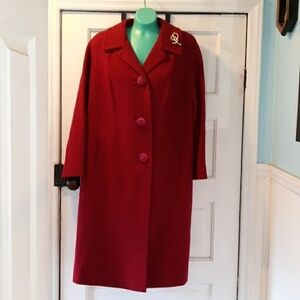 Vintage 1970s red Pioneer Coat Co pea coat
